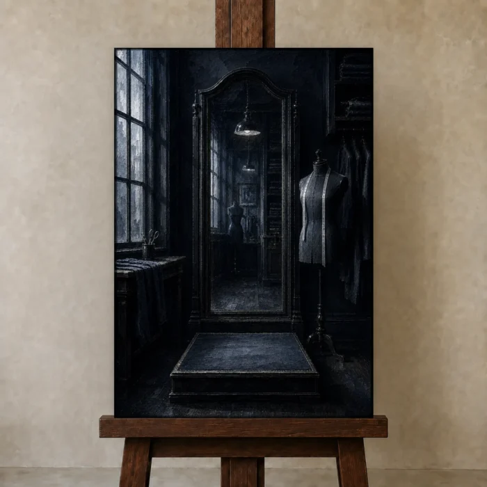 Premium Wall Art Dikey Html Edition – NM3-BLK-MT-V-005 displayed on a studio easel