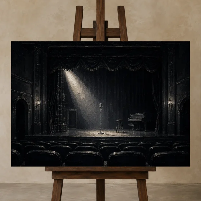 Premium Wall Art Yatay Html Edition – NM3-BLK-NT-H-001 displayed on a studio easel