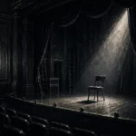 Noir Chronicle Spotlight Falling Across A Single Chair Black Home Theater Wall Art