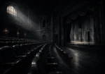 Noir Passage Row Of Empty Theatre Seats Fading Into Black Entertainment Room Wall Art
