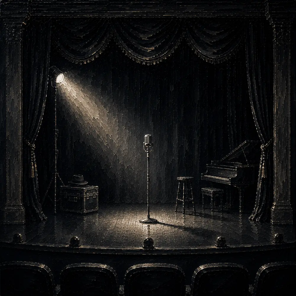 Noir Cabinet Lone Microphone Black Home Theater Wall Art