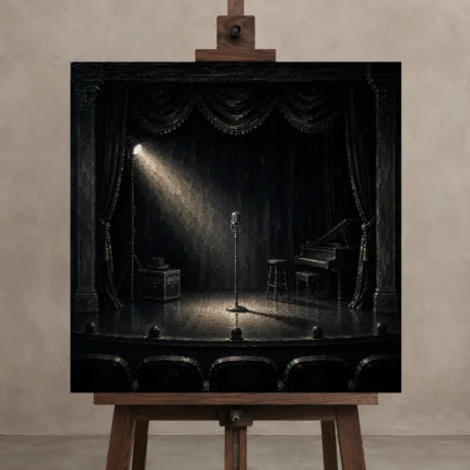 Premium Wall Art Kare Html Edition – NM3-BLK-NT-S-001 displayed on a studio easel