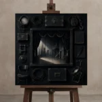 Premium Wall Art Kare Html Edition – NM3-BLK-NT-S-002 displayed on a studio easel