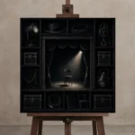 Premium Wall Art Kare Html Edition – NM3-BLK-NT-S-003 displayed on a studio easel