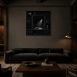 Premium Wall Art Kare Html Edition – NM3-BLK-NT-S-003 shown in a warm modern interior