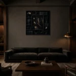Premium Wall Art Kare Html Edition – NM3-BLK-NT-S-004 shown in a warm modern interior
