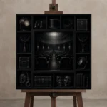 Premium Wall Art Kare Html Edition – NM3-BLK-NT-S-005 displayed on a studio easel