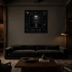 Premium Wall Art Kare Html Edition – NM3-BLK-NT-S-005 shown in a warm modern interior
