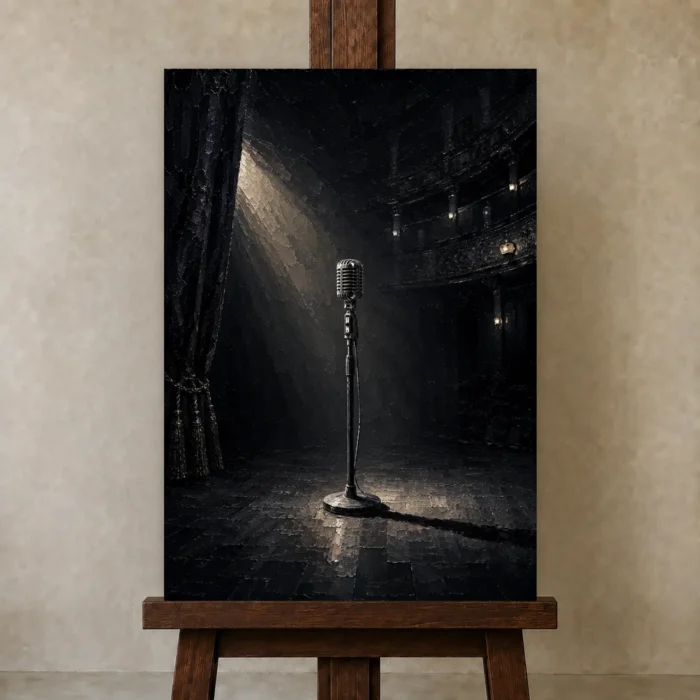 Premium Wall Art Dikey Html Edition – NM3-BLK-NT-V-001 displayed on a studio easel