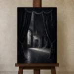 Premium Wall Art Dikey Html Edition – NM3-BLK-NT-V-002 displayed on a studio easel