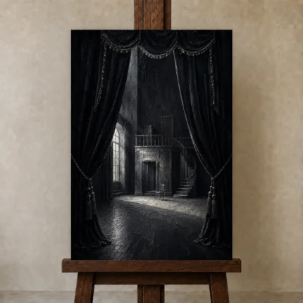 Premium Wall Art Dikey Html Edition – NM3-BLK-NT-V-002 displayed on a studio easel