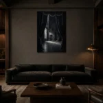 Premium Wall Art Dikey Html Edition – NM3-BLK-NT-V-002 shown in a warm modern interior