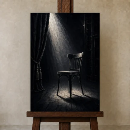 Premium Wall Art Dikey Html Edition – NM3-BLK-NT-V-003 displayed on a studio easel
