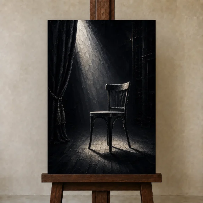 Premium Wall Art Dikey Html Edition – NM3-BLK-NT-V-003 displayed on a studio easel