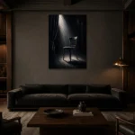 Premium Wall Art Dikey Html Edition – NM3-BLK-NT-V-003 shown in a warm modern interior