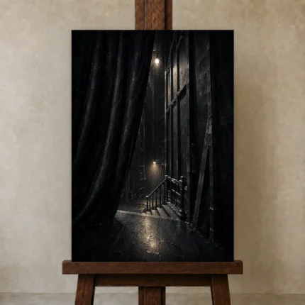 Premium Wall Art Dikey Html Edition – NM3-BLK-NT-V-004 displayed on a studio easel