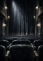 Noir Ascent Row Of Empty Theatre Seats Fading Into Black Entertainment Room Wall Art