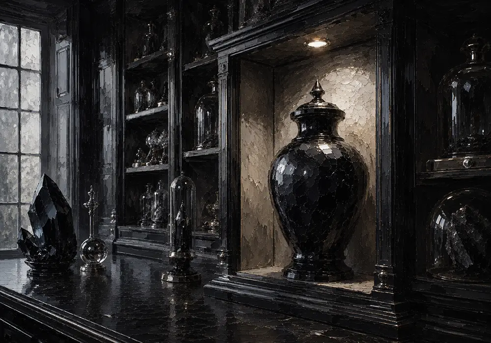 Obsidian Procession Obsidian Vessel Black Home Office Wall Art