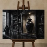 Premium Wall Art Yatay Html Edition – NM3-BLK-OC-H-001 displayed on a studio easel