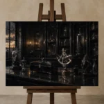 Premium Wall Art Yatay Html Edition – NM3-BLK-OC-H-003 displayed on a studio easel