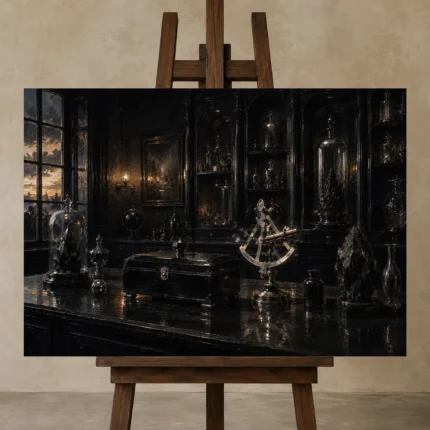 Premium Wall Art Yatay Html Edition – NM3-BLK-OC-H-003 displayed on a studio easel