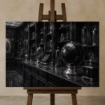 Premium Wall Art Yatay Html Edition – NM3-BLK-OC-H-004 displayed on a studio easel