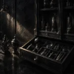 Obsidian Passage Cabinet Drawer Of Dark Artifacts And Lenses Black Living Room Wall Art