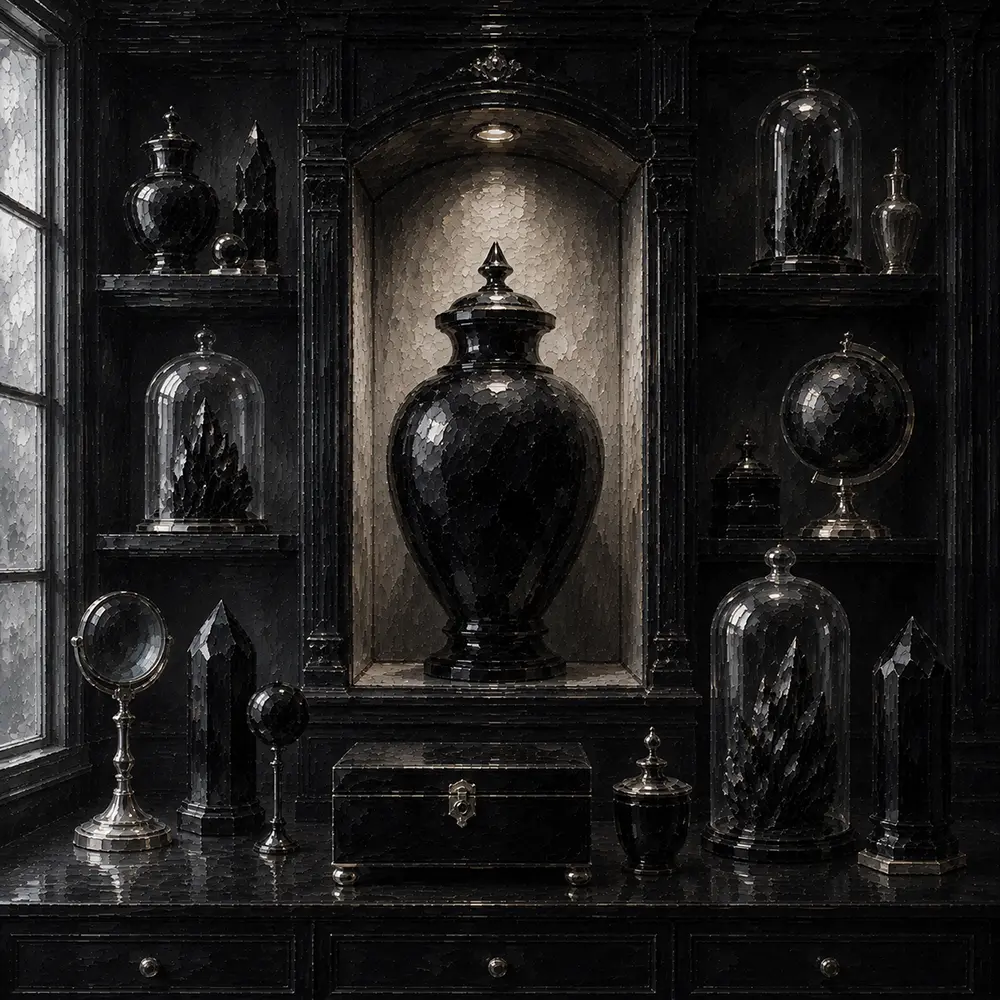 Obsidian Cabinet Obsidian Vessel Black Home Office Wall Art