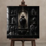 Premium Wall Art Kare Html Edition – NM3-BLK-OC-S-001 displayed on a studio easel