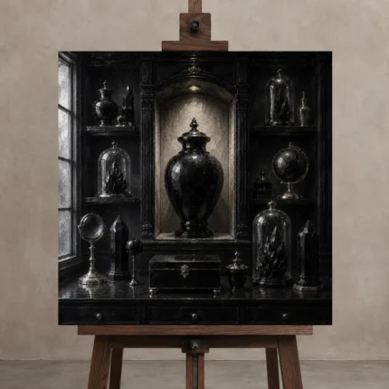 Premium Wall Art Kare Html Edition – NM3-BLK-OC-S-001 displayed on a studio easel