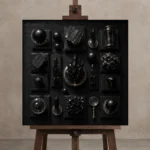 Premium Wall Art Kare Html Edition – NM3-BLK-OC-S-002 displayed on a studio easel