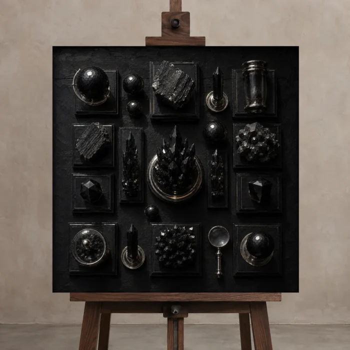 Premium Wall Art Kare Html Edition – NM3-BLK-OC-S-002 displayed on a studio easel