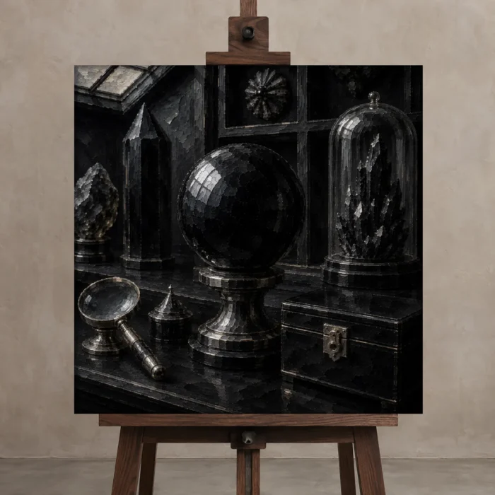Premium Wall Art Kare Html Edition – NM3-BLK-OC-S-004 displayed on a studio easel