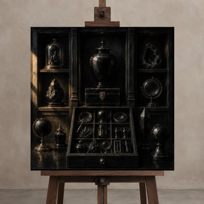 Premium Wall Art Kare Html Edition – NM3-BLK-OC-S-005 displayed on a studio easel
