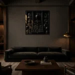 Premium Wall Art Kare Html Edition – NM3-BLK-OC-S-005 shown in a warm modern interior