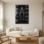 Premium Wall Art Dikey Html Edition – NM3-BLK-OC-V-001 styled in a refined neutral interior