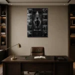 Premium Wall Art Dikey Html Edition – NM3-BLK-OC-V-001 displayed in a contemporary gallery-inspired room