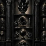 Obsidian Threshold Collection Of Black Mineral Forms Black Living Room Wall Art