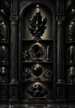 Obsidian Threshold Collection Of Black Mineral Forms Black Living Room Wall Art