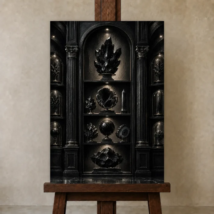 Premium Wall Art Dikey Html Edition – NM3-BLK-OC-V-002 displayed on a studio easel