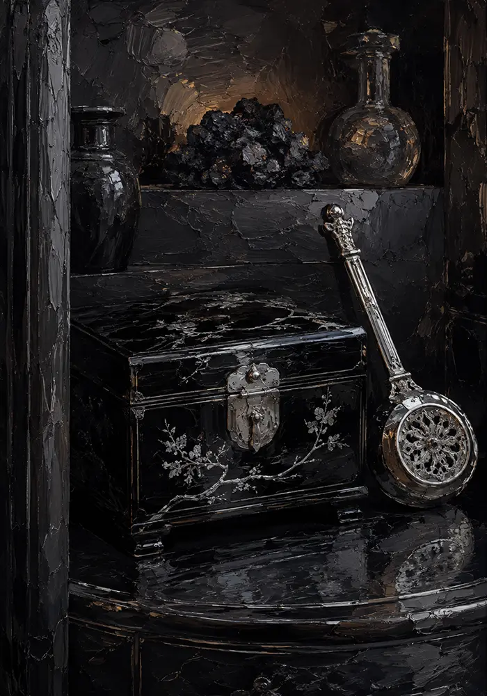 Obsidian Reliquary Lacquer Box Black Entryway Wall Art