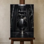 Premium Wall Art Dikey Html Edition – NM3-BLK-OC-V-004 displayed on a studio easel