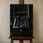 Premium Wall Art Dikey Html Edition – NM3-BLK-OC-V-005 displayed on a studio easel