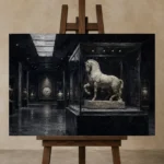 Premium Wall Art Yatay Html Edition – NM3-BLK-SH-H-001 displayed on a studio easel