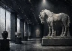 Shadow Chronicle Monumental Artifact Illuminated Black Entryway Wall Art