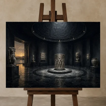 Premium Wall Art Yatay Html Edition – NM3-BLK-SH-H-005 displayed on a studio easel