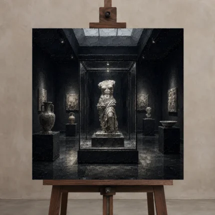 Premium Wall Art Kare Html Edition – NM3-BLK-SH-S-001 displayed on a studio easel