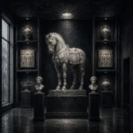 Shadow Ritual Monumental Artifact Illuminated Black Entryway Wall Art