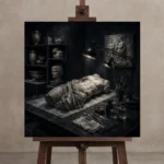 Premium Wall Art Kare Html Edition – NM3-BLK-SH-S-004 displayed on a studio easel