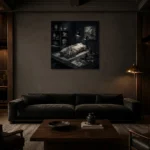 Premium Wall Art Kare Html Edition – NM3-BLK-SH-S-004 shown in a warm modern interior